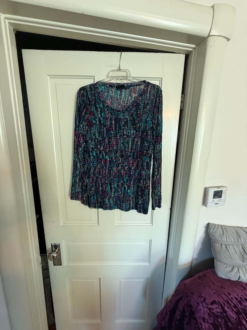 Tribal Abstract Multi-Colored Long Sleeve Scoop Neck Top